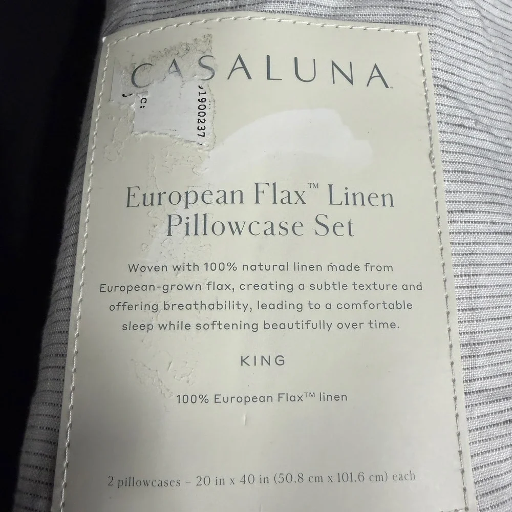 King 100% Linen Pillowcases Gray Micro Striped - Casaluna™